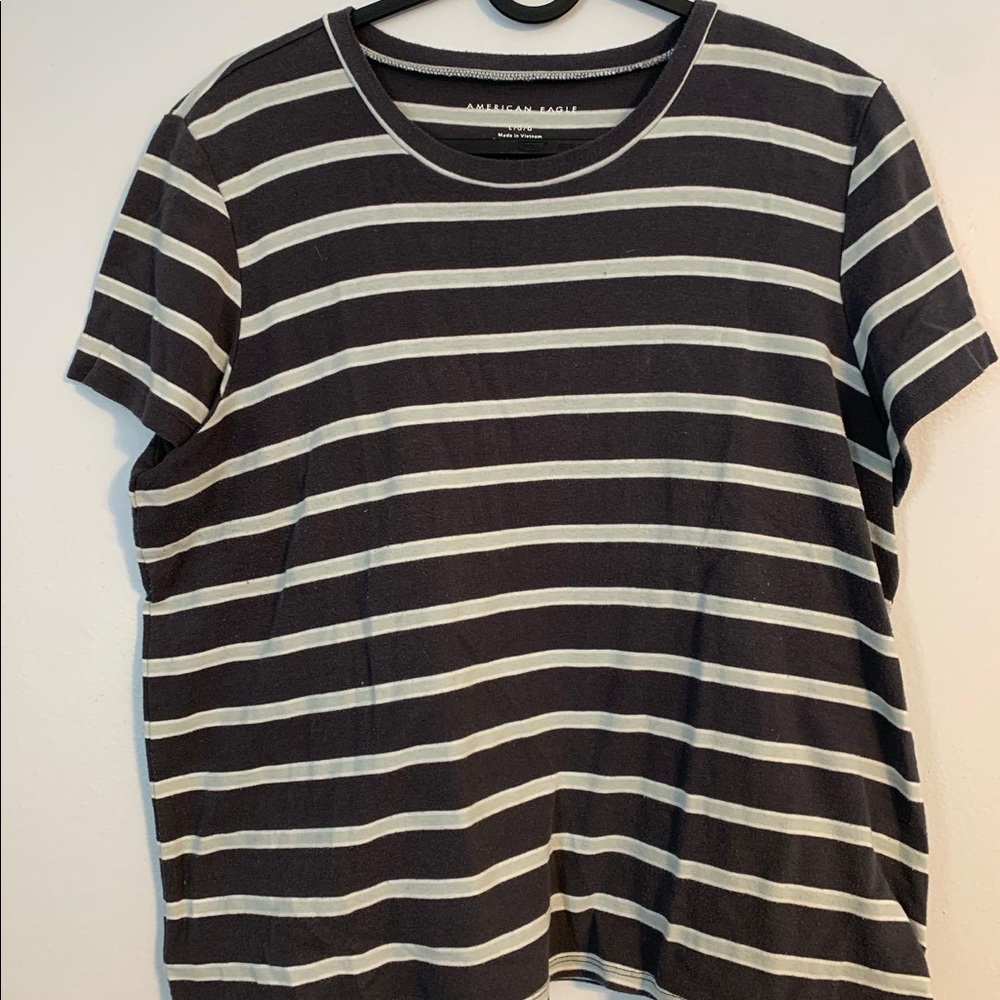 Gray and white striped shirt from American Eagle